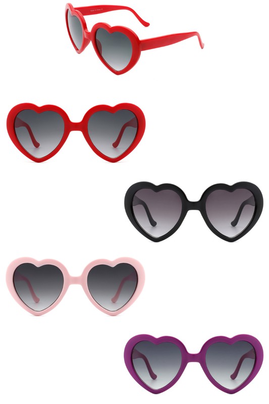 Playful Mod Clout Heart Shape Fashion Sunglasses