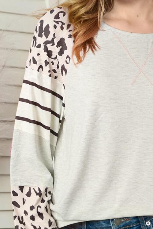 Leopard Round Neck Long Sleeve Top