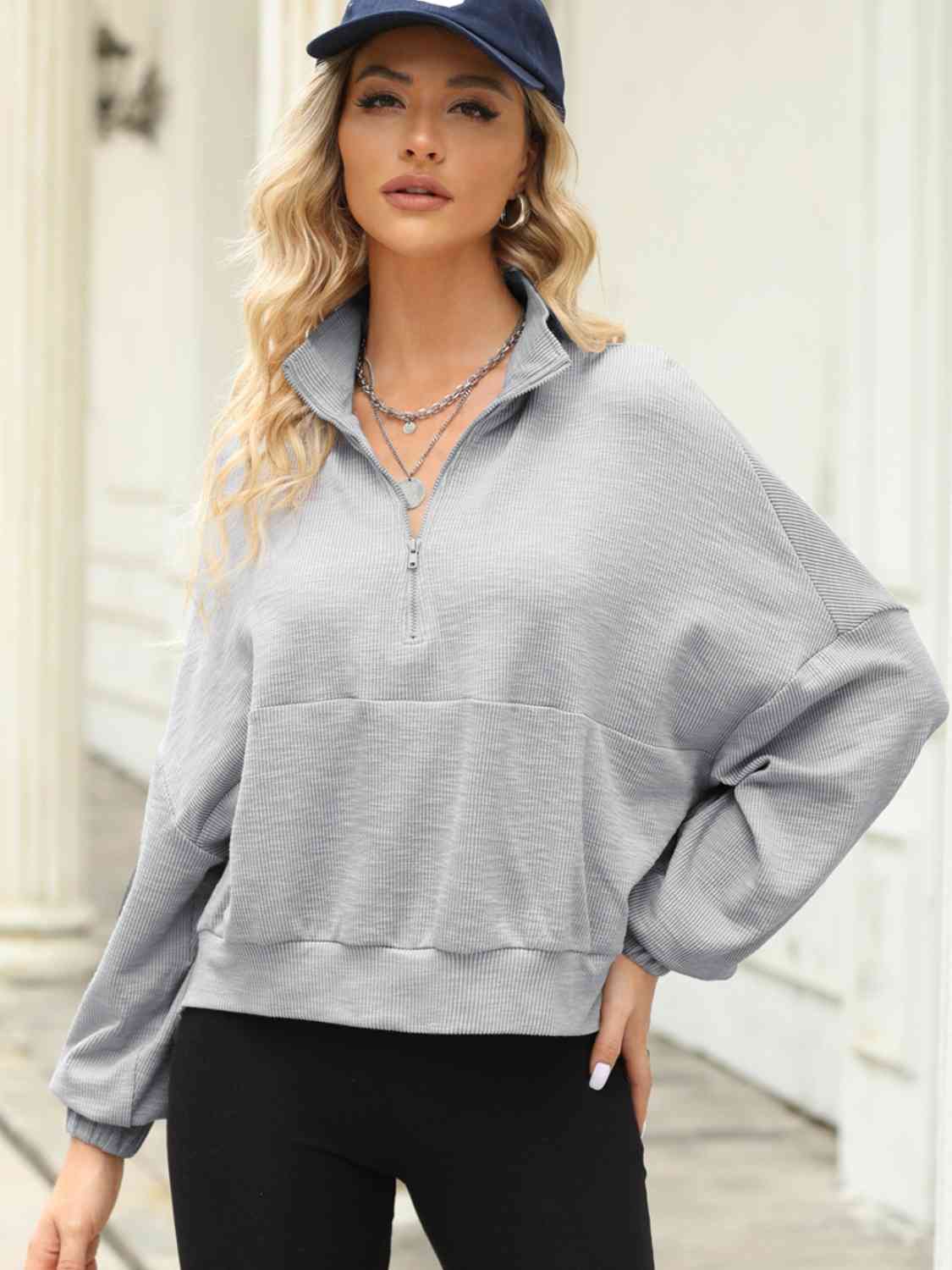 Half-Zip Collared Sweatshirt